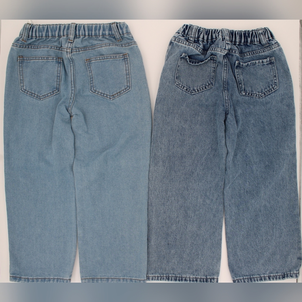 2 Pair Girls Size 7Y Shein Wide Leg Blue Jeans – Distressed & Star Print - Picture 2 of 7